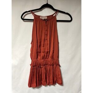 Philosophy Women's Sleeveless Button Front Ruffle Hem Top‎